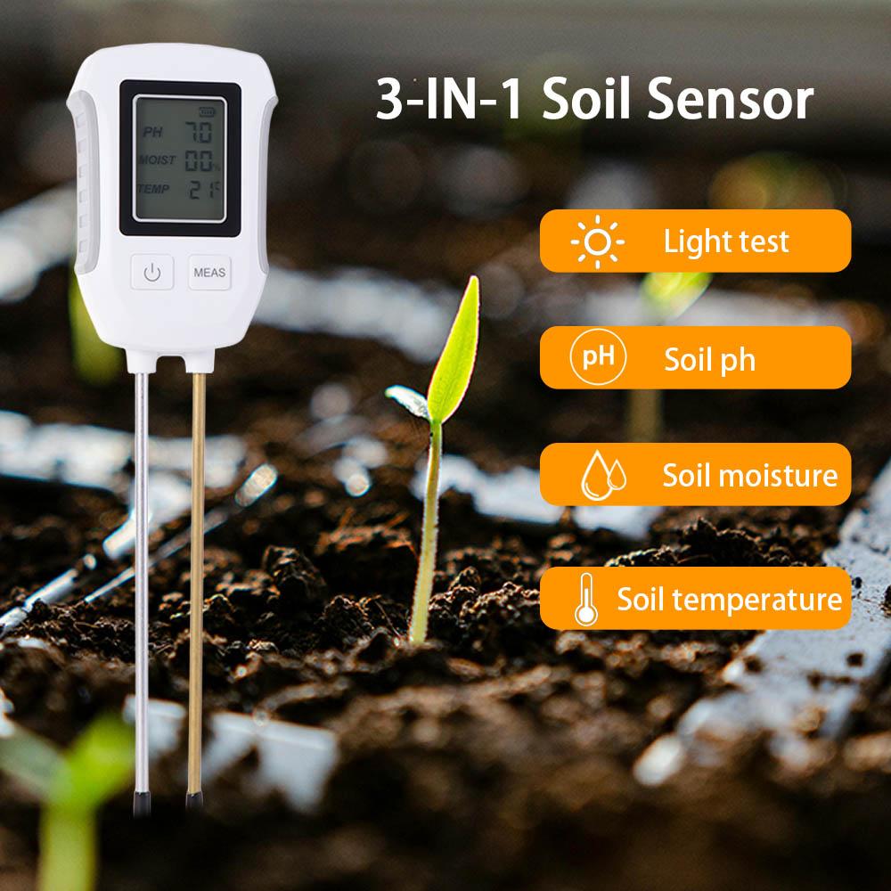 LCD Screen Soil Tester 3 In 1 Soil Thermometer PH/Moisture/Temperature Meter Gardening Tool