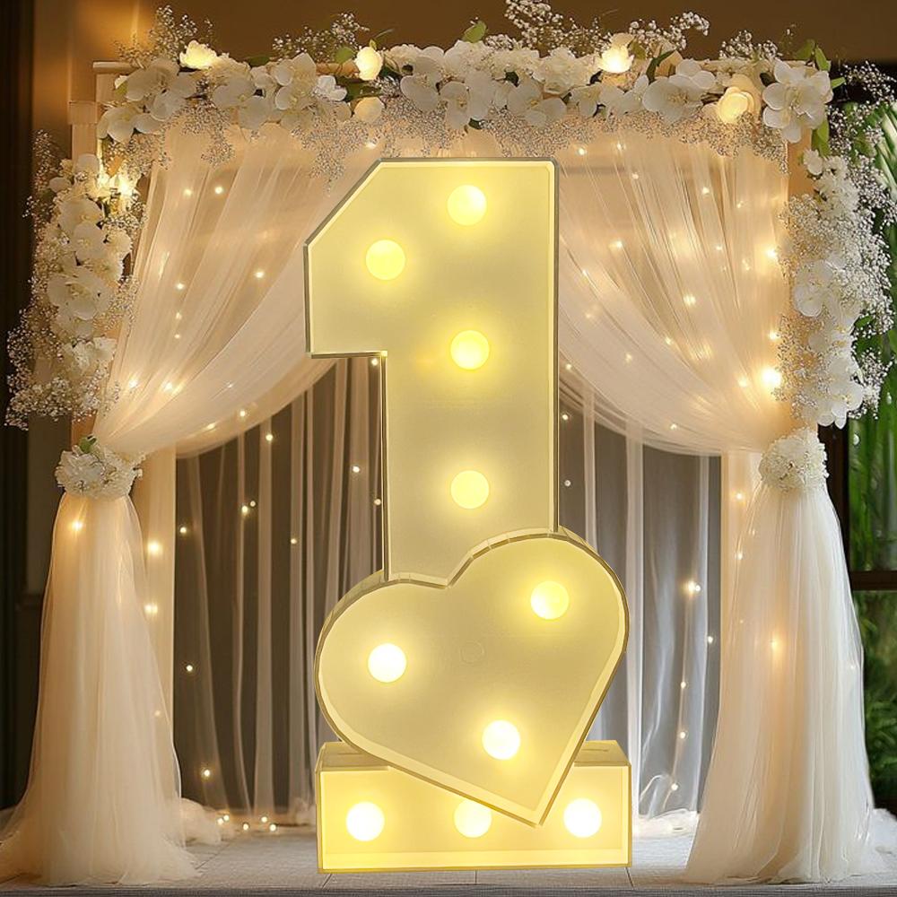 1Pc 73cm Lighting Love Number ONE KT Board Party Decor for Anniversary Birthday Home Party Decorating Tool Kids Gift