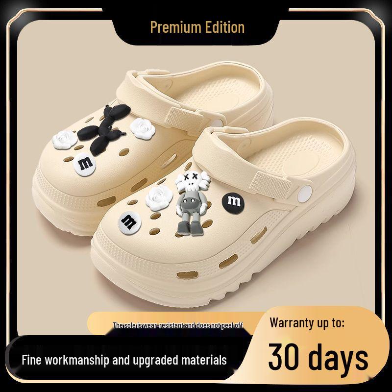 2024 Women's Thick-Soled Height-Boosting Beach Slippers – Non-Slip, Odor-Free, Cool Muffin-Toe Design for Summer.