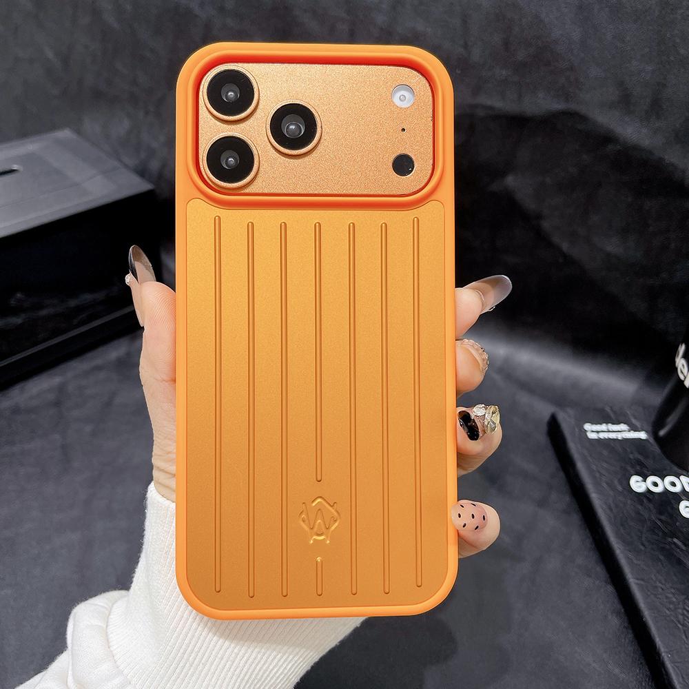 

Люксовий Бізнес Багаж Алюмінієвий Сплав Чохол для Телефону Для iPhone 17 Pro Max 16 15 14 3D Гофрований Смугастий Задній Чохол З Подарунковою Коробкою For iPhone 17 Pro