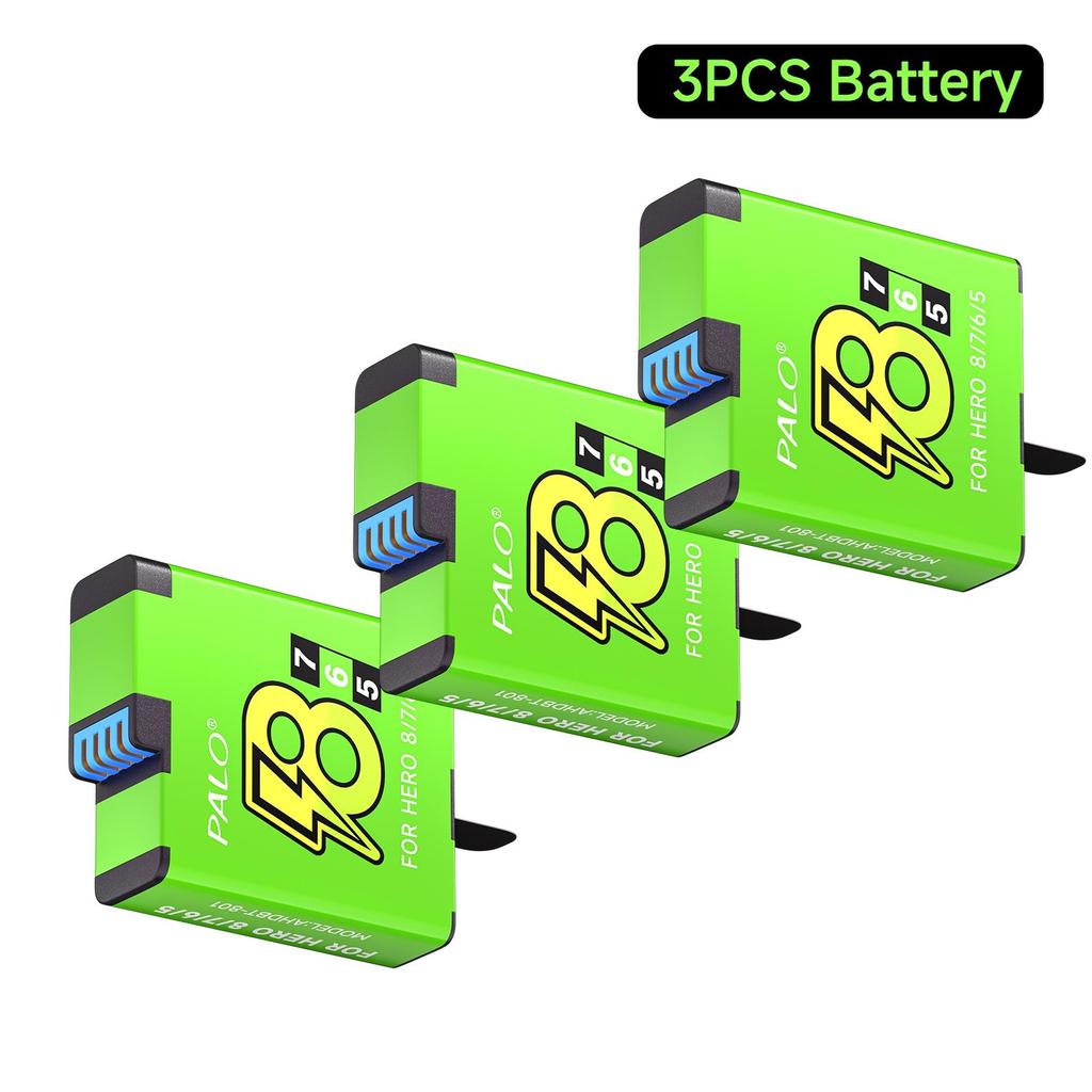 PALO 1800mAh Battery For GoPro Hero 8 7 6 5 Li-ion Battery Pack Motion Camera Battery Storage for GoPro Hero8 Rechargeable Batteries