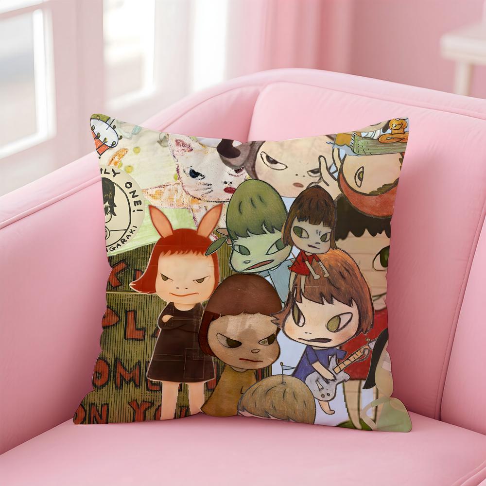 artist cute YYoshitomo NNara Cushion Cover Pillow Case Soft Friendly Fabric  Concealed Zipper