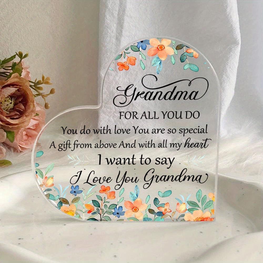 

Collectible Figurines Grandma Birthday Gift - Heart - Shaped Acrylic Decor with Floral Design, Ideal for Bedroom Decor чистый
