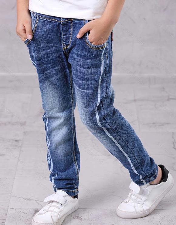 Jungen Jeans mit Rippbündchen und Taschen für Frühling und Herbst 120 cm gray