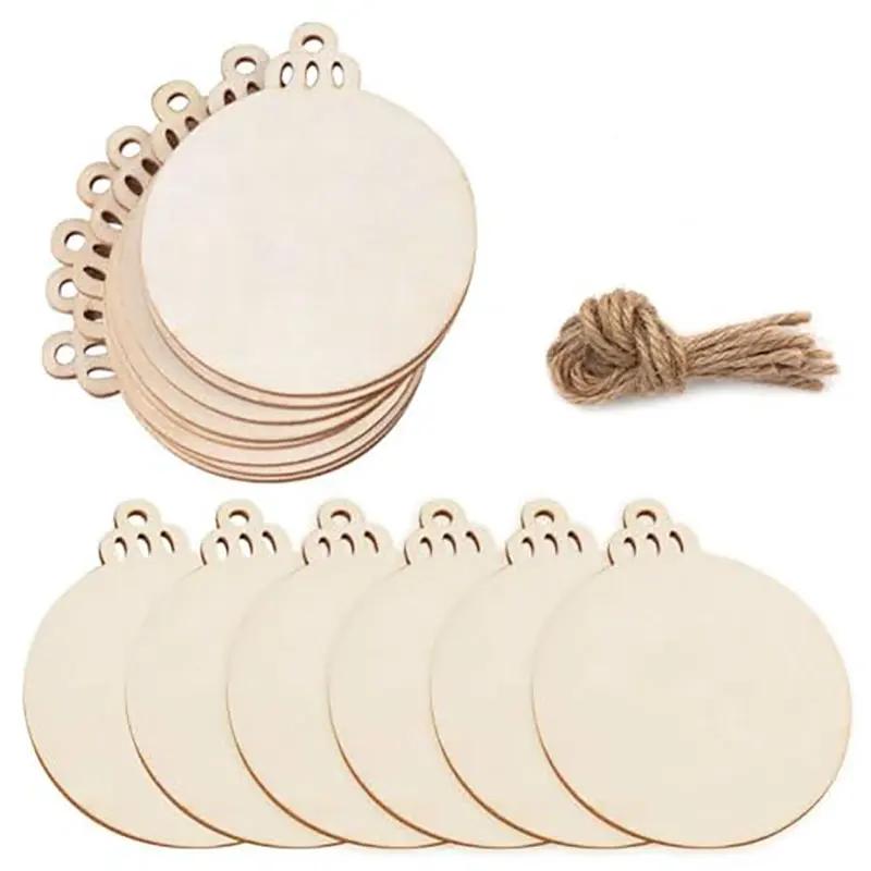 10/20pcs Round Wooden Discs with Holes Natural Wood Blank Circles for DIY Wedding Christmas Ornaments Party Hanging Decorations