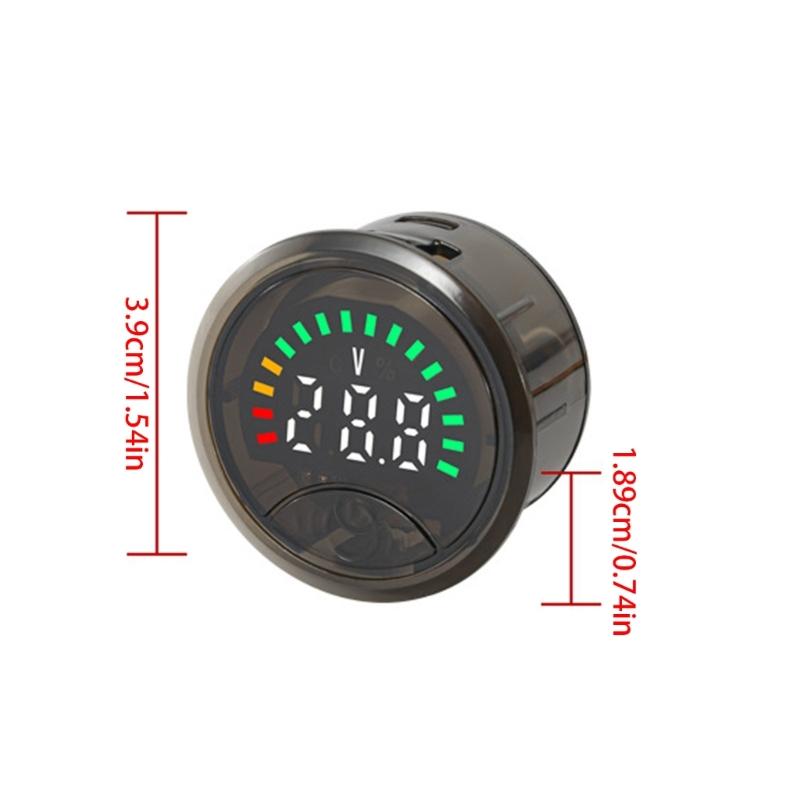 Round Digital Voltmeter Ammeter LED Display Circular Voltages & Charge Meter for Accurate Voltages & Battery Monitoring