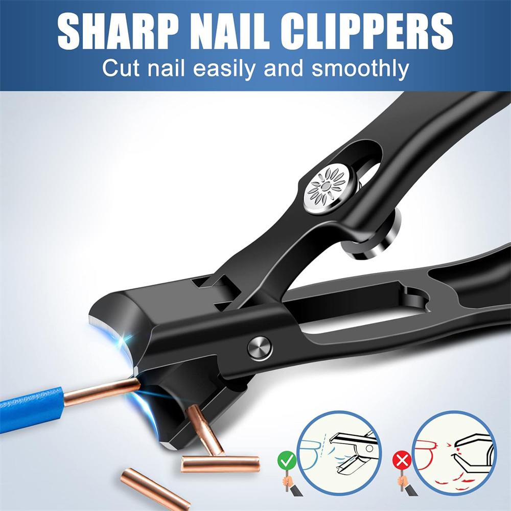 2 PCS Heavy-Duty Nail Clippers Set – Wide Jaw Toenail Clippers with Anti-Splash Catcher & PU Case for Seniors and Men