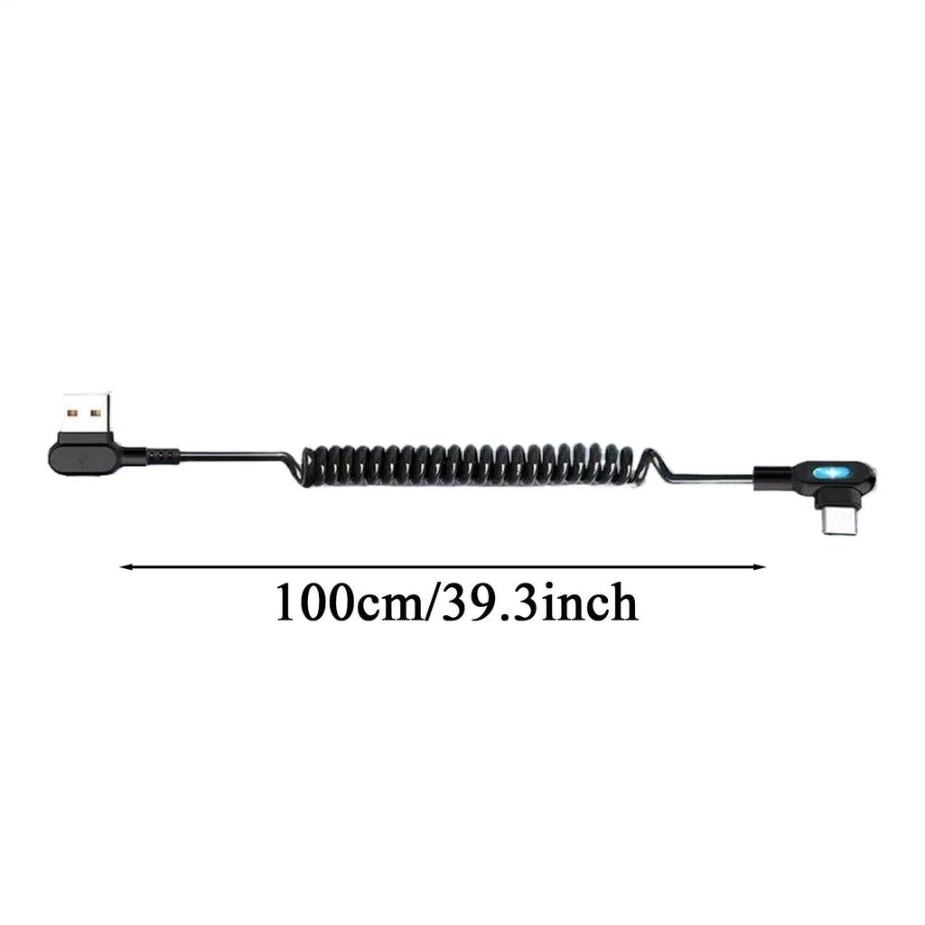 Car Charger Cable Retractable Lighted Coiled Type C Fast Charging Cord for Trailer RV Truck Automotive Sedan Pickup Men Women