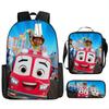 Kids Cartoon Backpack Set School Large Capacity Oxford Fabric 3-Piece With Crossbody Bag Pencil Case