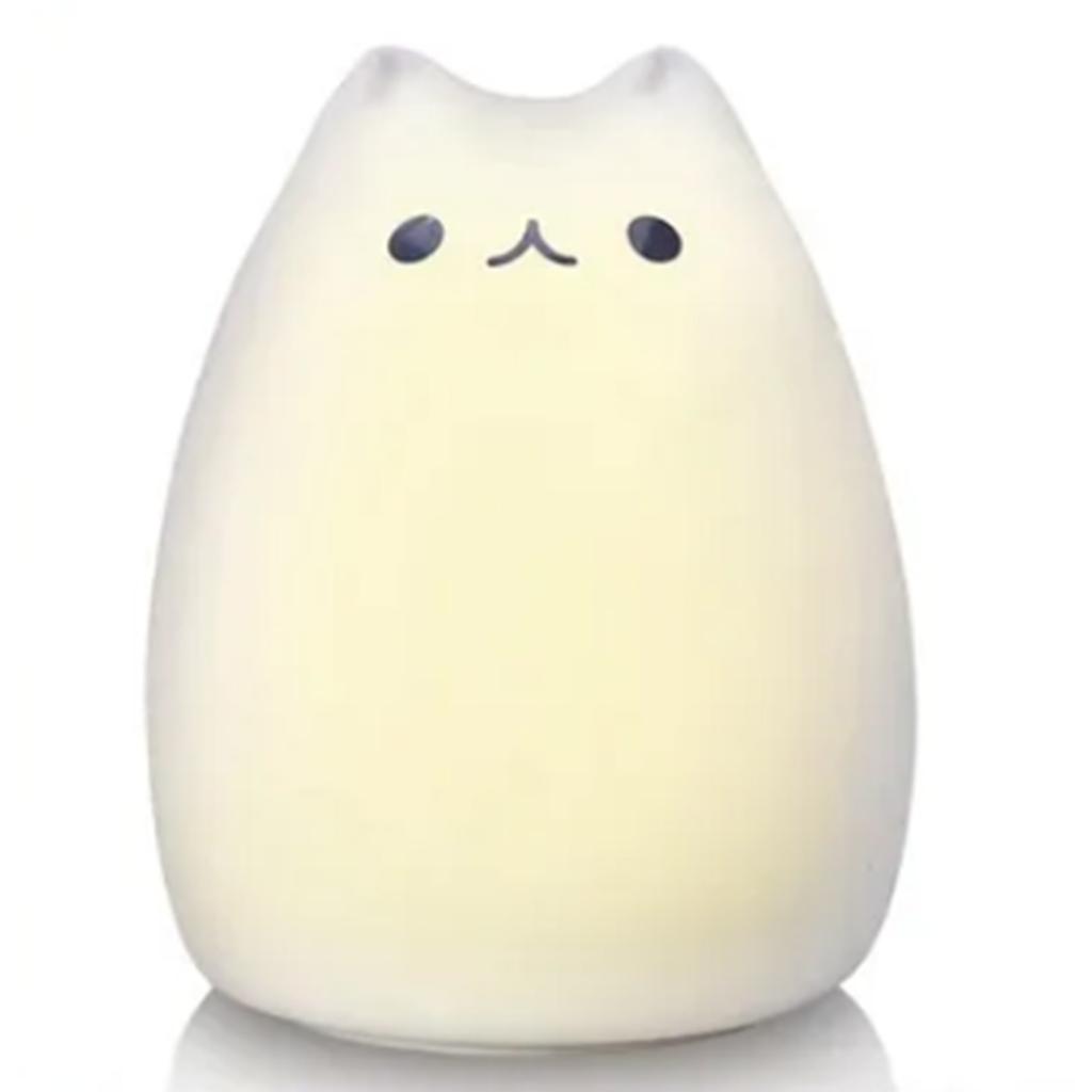 Cute Cat Night Light for Kids 7 Color LED Tap Nursery Night Light USB Rechargeable Bedside Night Lamp