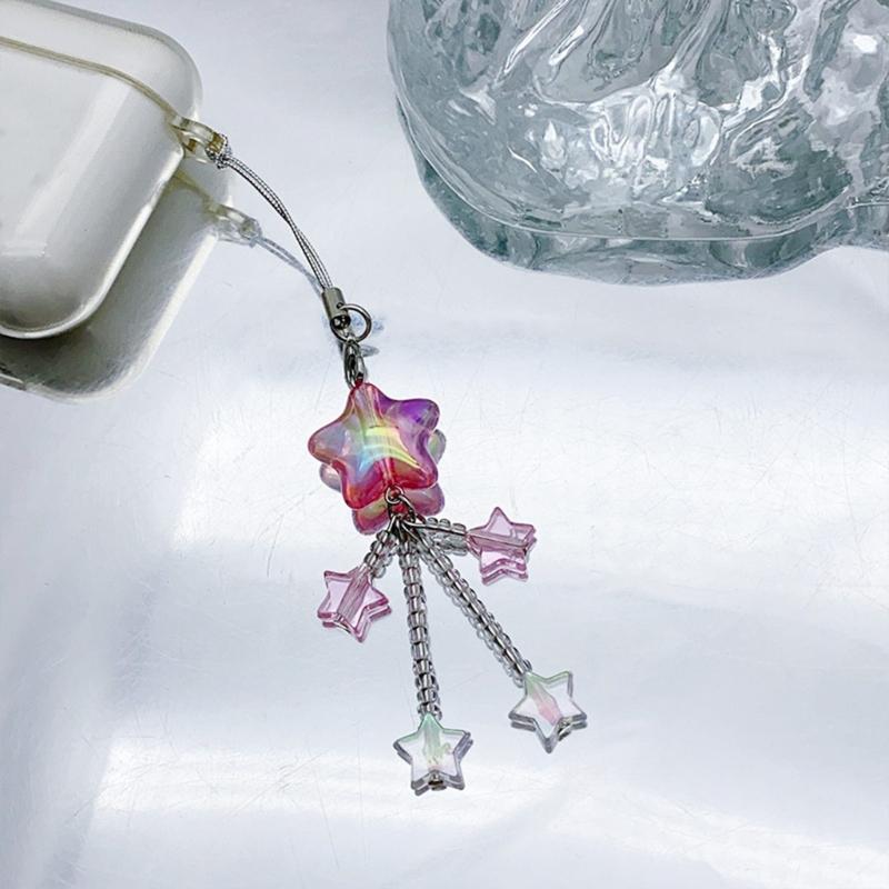 Star Bead Tassels Pendant Phone Charm Hanging Rope Cute Phone Chain Strap Bag Decoration Lanyard Keychain Accessories