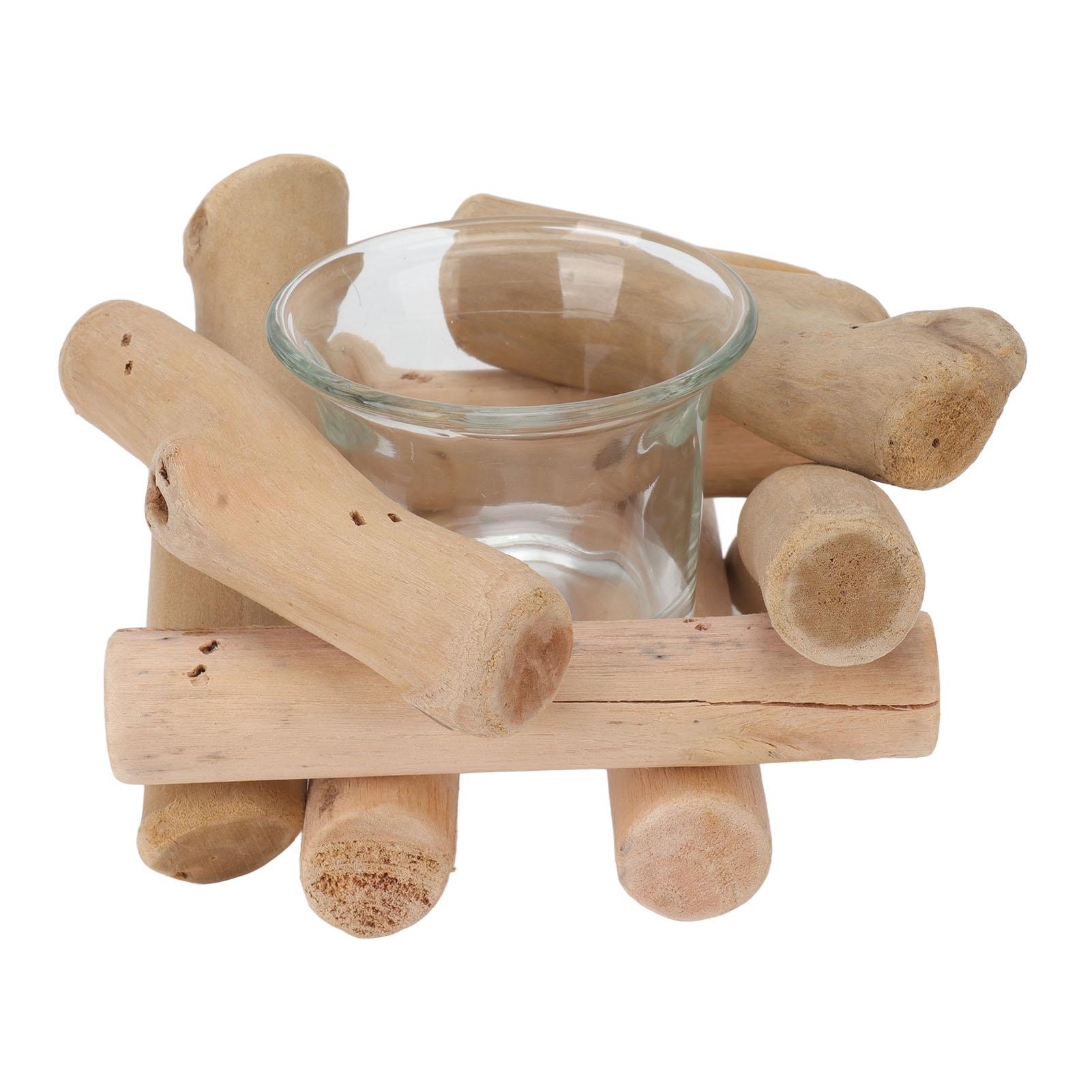 

Деревянный подсвечник для чайной свечи Винтажный Простой Деревенский стиль Подсвечник из коряги со стеклянным стаканом для дома