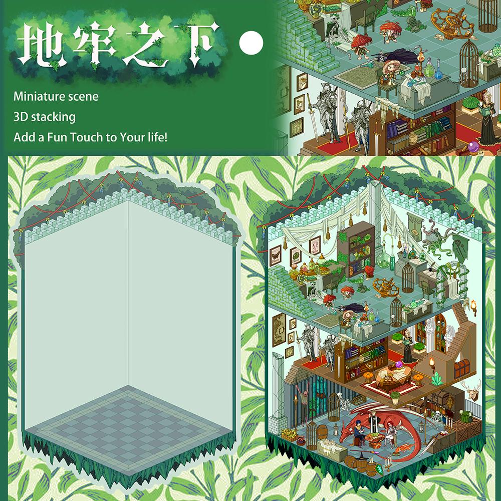 

4PCS Under The Dungeon Notes Print Sticker Green Nostalgia Harajuku Suitcase Creativity Motorcycle Retro Wall Sticker