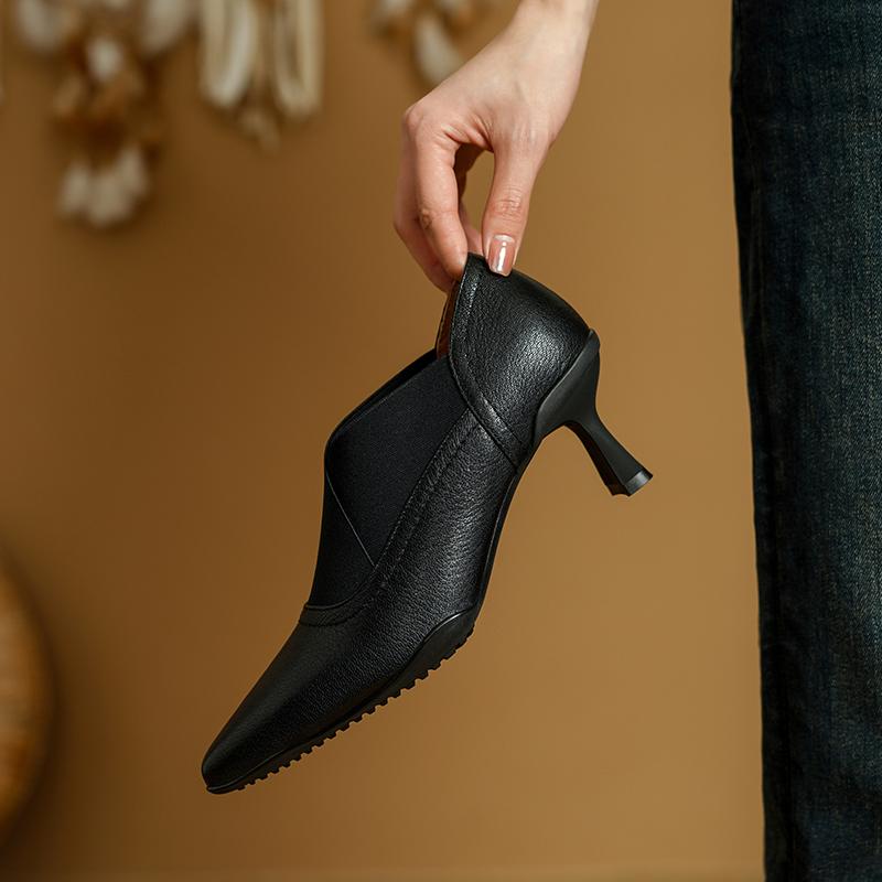 Fashion 2025 Spring Summer Women Pumps High Heel Genuine Leather Pointed Toe Mature Working Shoes Woman Basic Office Lady Women Shoes