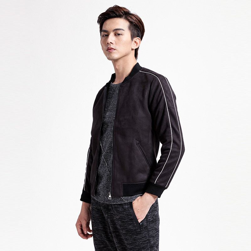 Menseye Striped Stand Collar Baggy Coat