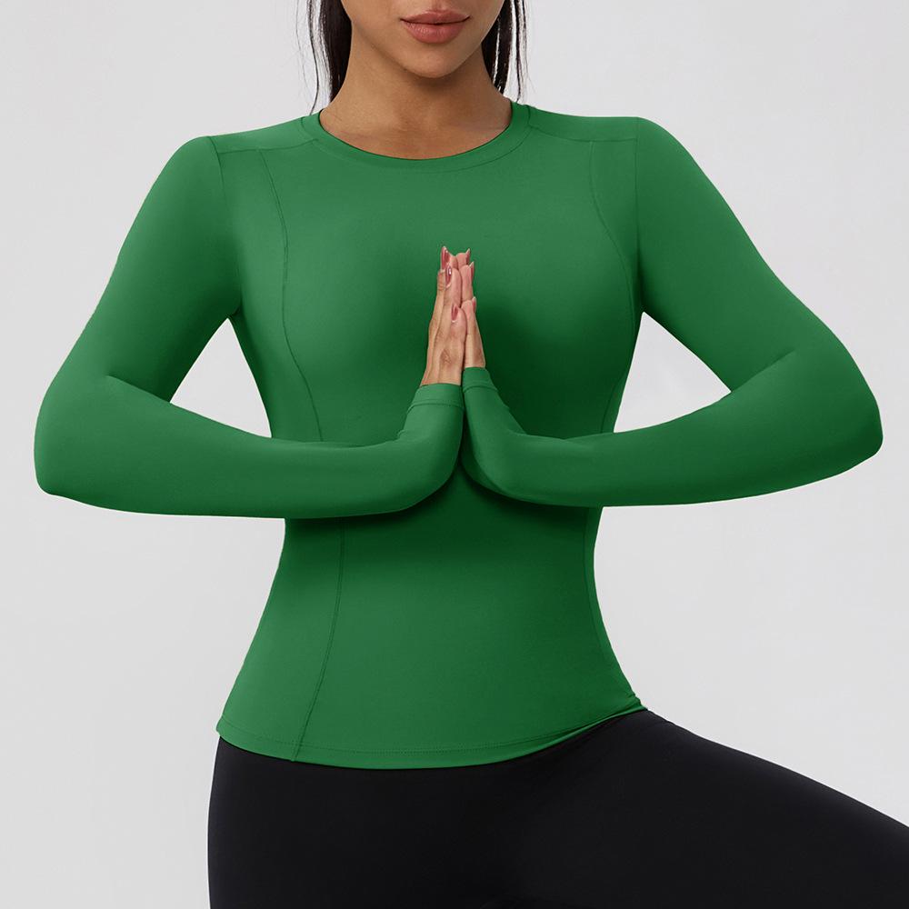 European & American Autumn/Winter Long Sleeve Yoga Top - High Elastic, Quick-Dry, Bare Feel, Round Neck Fitness T-Shirt