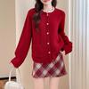 TonLion Women's Elegant Round Neck Knit Cardigan