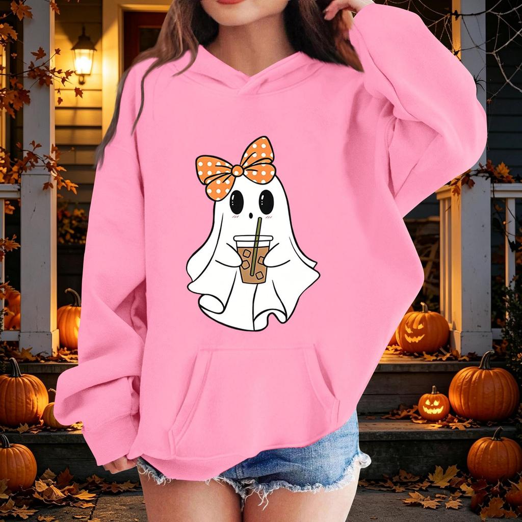 Kids Halloween Printed Hoodie, Loose Fit Casual Pullover for Boys Girls