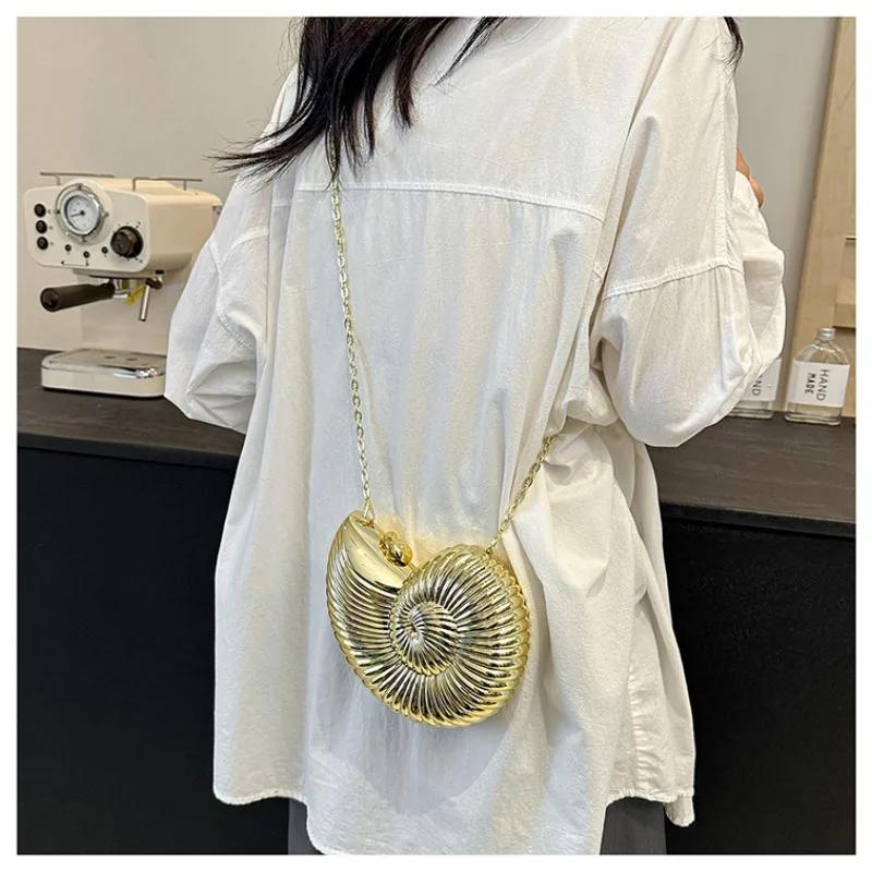 Design Sense of Conch Bag for Women  Acrylic Bag  Diagonal Chain  Cross Bag Shaped  New
