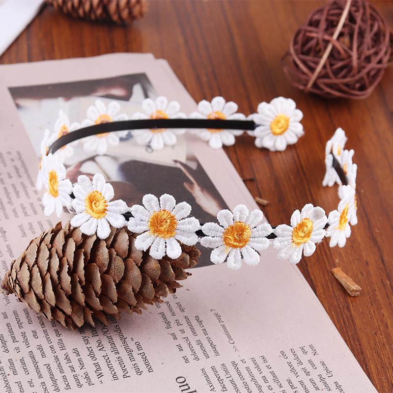 Boho Chic Daisy Girls Headbands Women Solid Embroidery Flower Hair Bands Kids Candy Chrysanthemum Headwear Hair Accessories