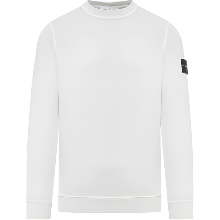STONE ISLAND Logo Patch Crew Neck Long Sleeve Sweatshirt Men Sweatshirt Gray 811561241-V0160