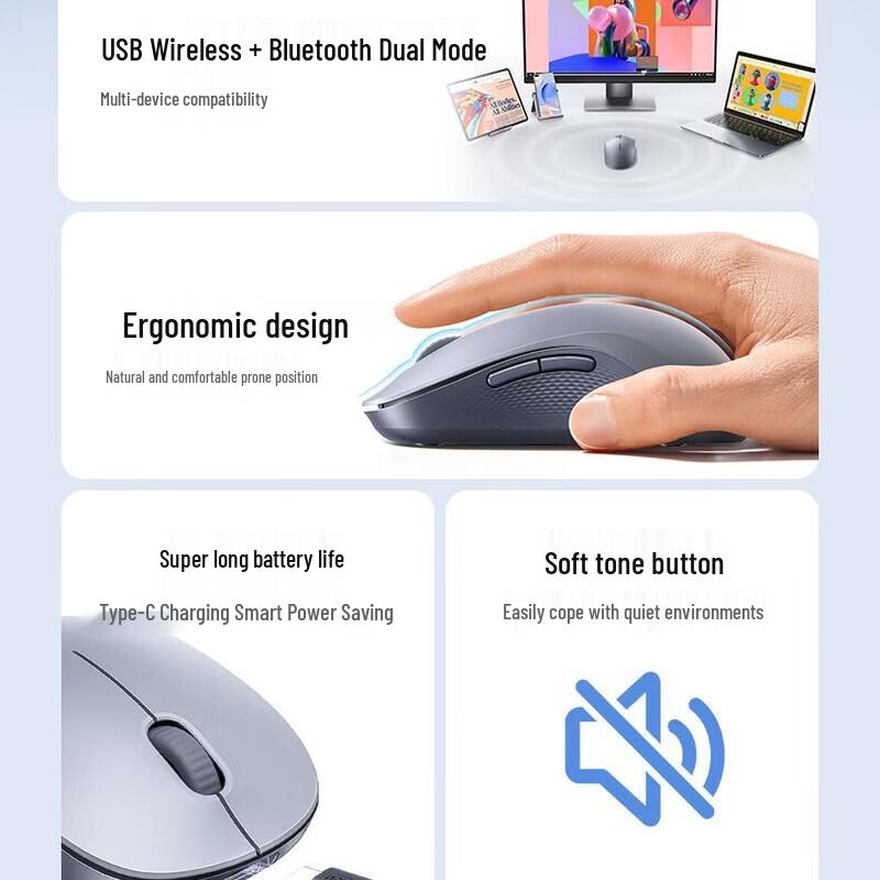 UGREEN MU006 Silent Dual Mode Wireless Mouse