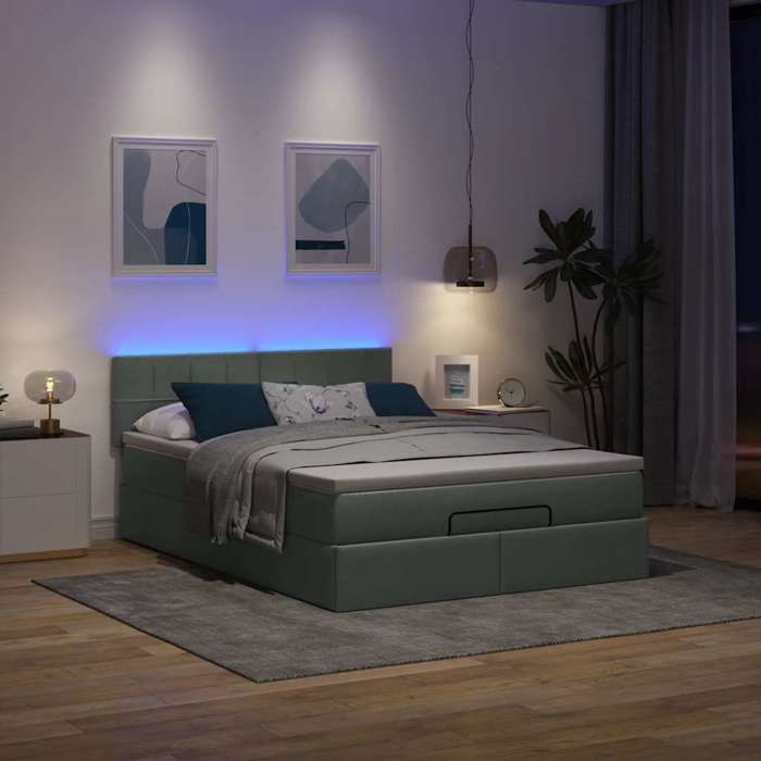 VidaXL Lit ottoman avec matelas gris foncé 140x190 cm tissu, lit, lit capitonné, lit ottoman double, lit avec rangement 3312306