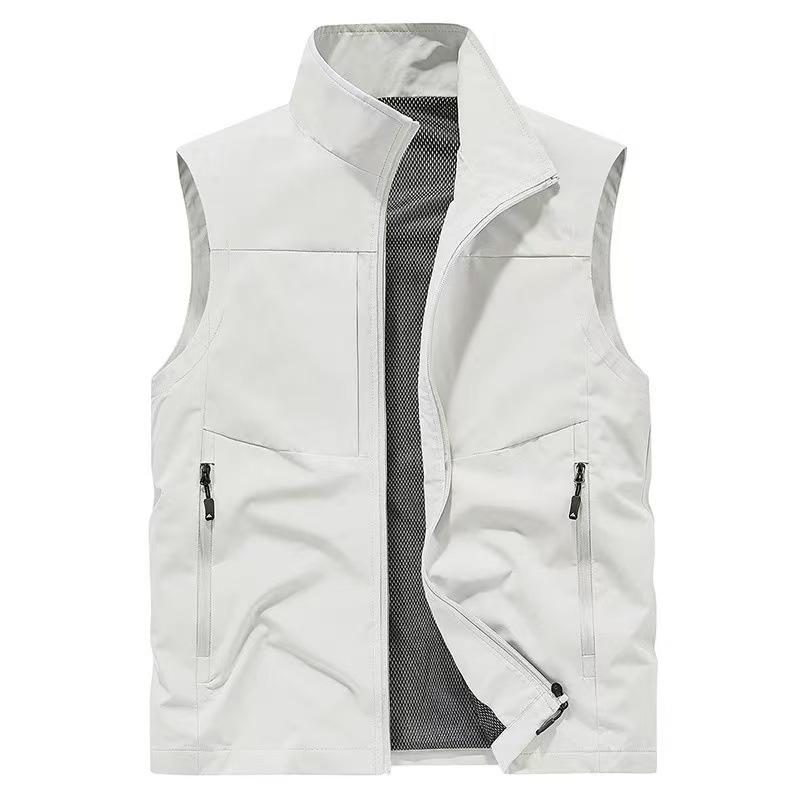 Men's Solid-Color Lightweight Vest with Stand-Up Collar for Spring/Fall Outdoor Sports Breathable Jacket