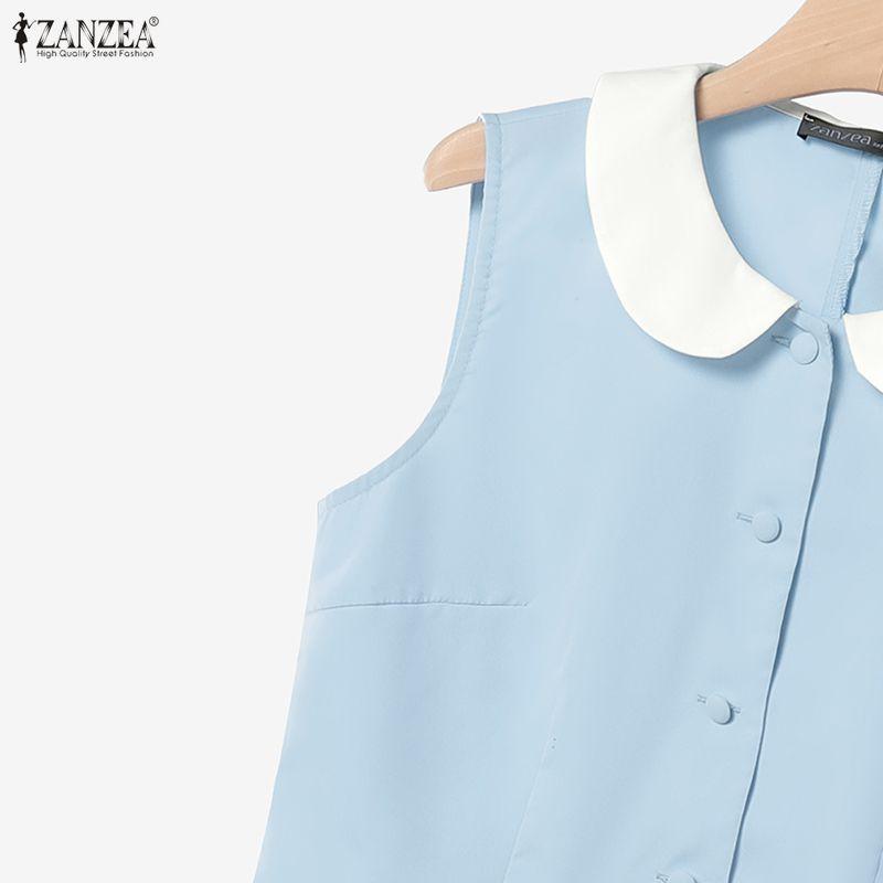 ZANZEA Women Sleeveless Vest Tops and Skirts Casual Two Piece Suit Sets