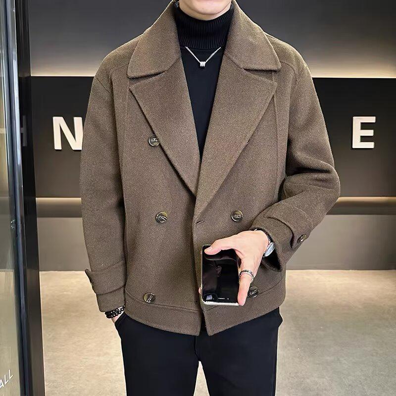 

Мужское двубортное осенне-зимнее пальто в британском стиле – Элегантная, стильная и стройнящая официальная верхняя одежда. 4XL коричневый