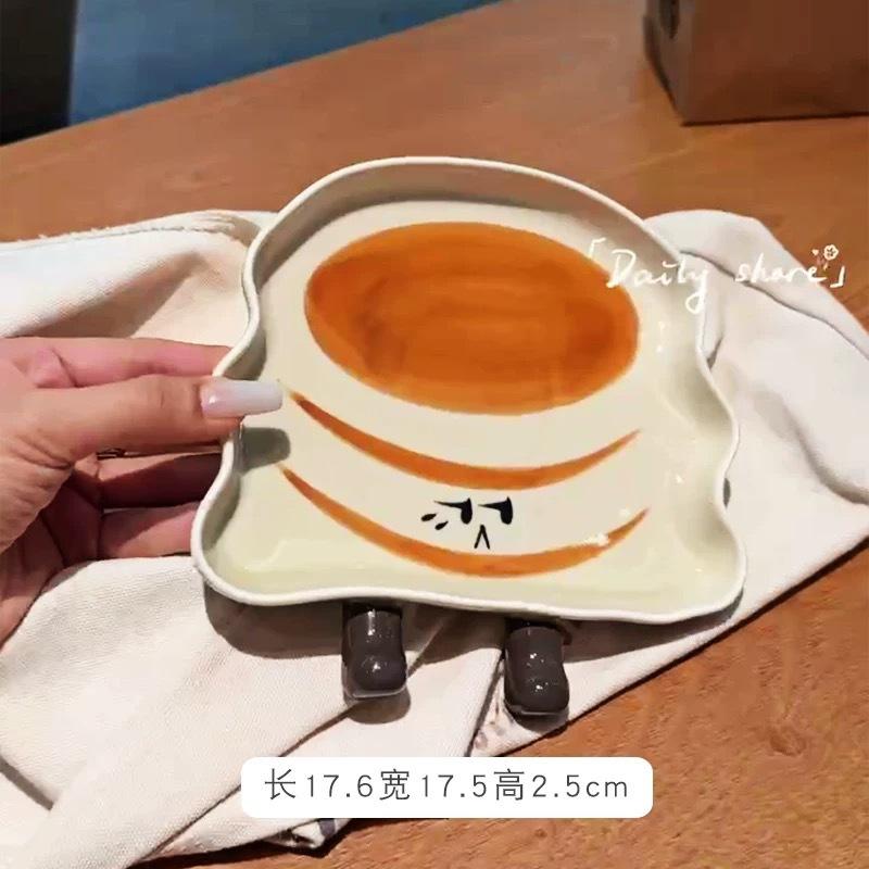 Sean, Bread Ceramic Saucer Cute Bread Seasoning Saucer Underglaze Color Saucer Household Dipping Saucer