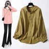 Long Sleeve Lightweight Loose Women Shirt Hooded Sun Protection Versatile Blouse Spring Autumn Retro Casual Solid Shirt