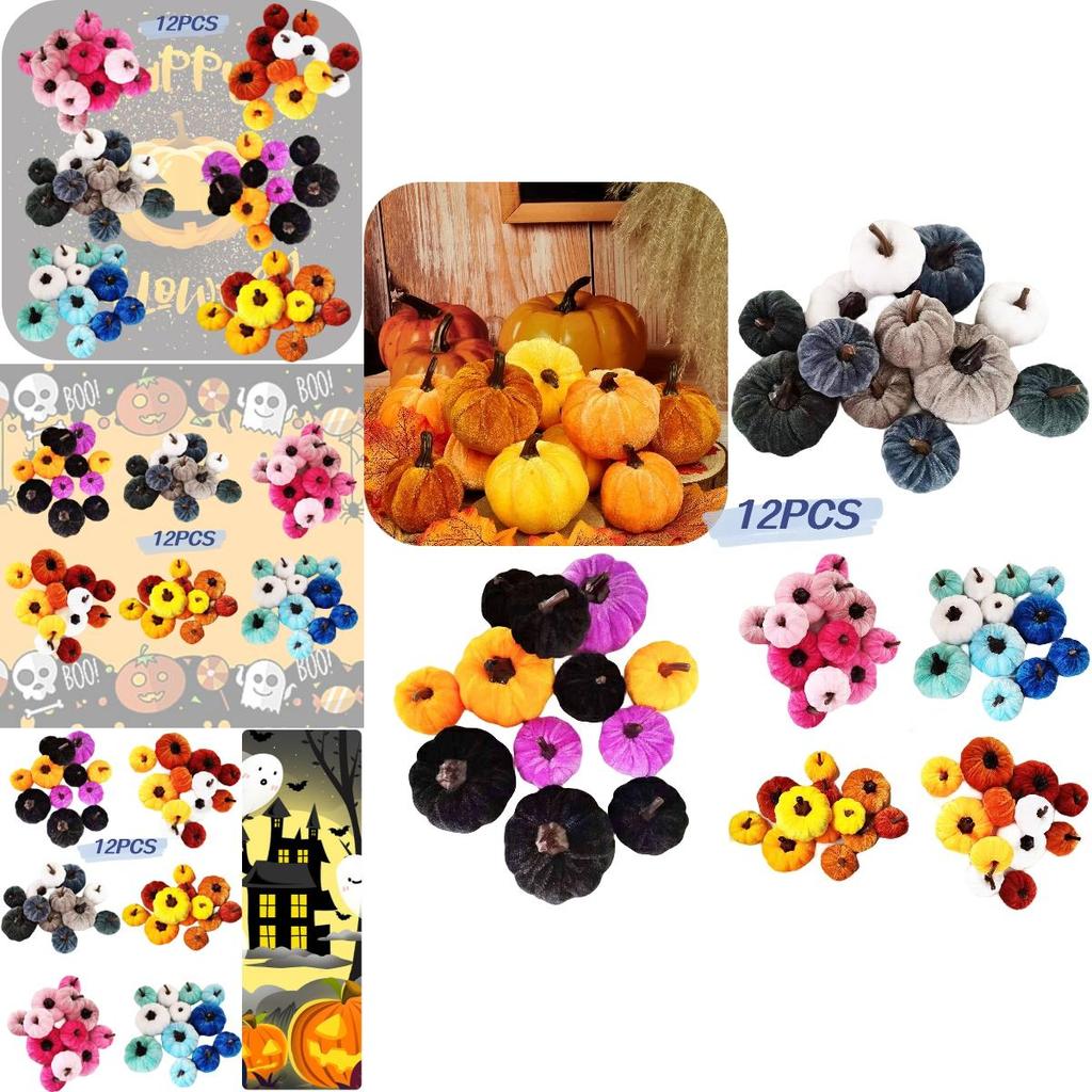 High-quality Cloth Pumpkin Thanksgiving Foam Fake Pumpkin Halloween Hot Selling Pumpkin Props White Orange Set Of 4 Large And 8 Small