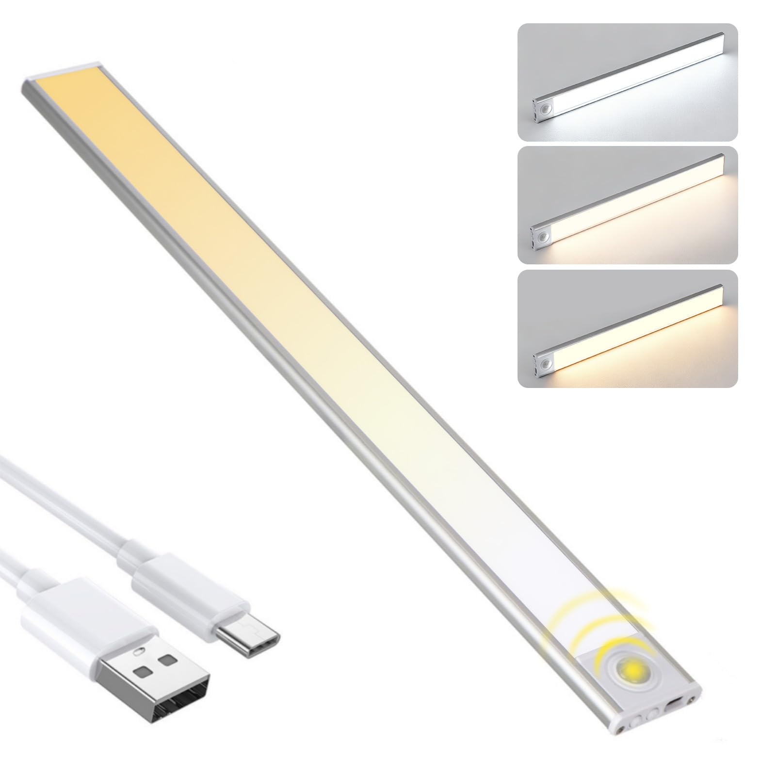 

Vividorad Motion Sensor Light 40CM LED Bar Light Wiring Task Indoor High Energy High Wide Magnetic for Lighting [No Required, 3-Color Dimming] Light,