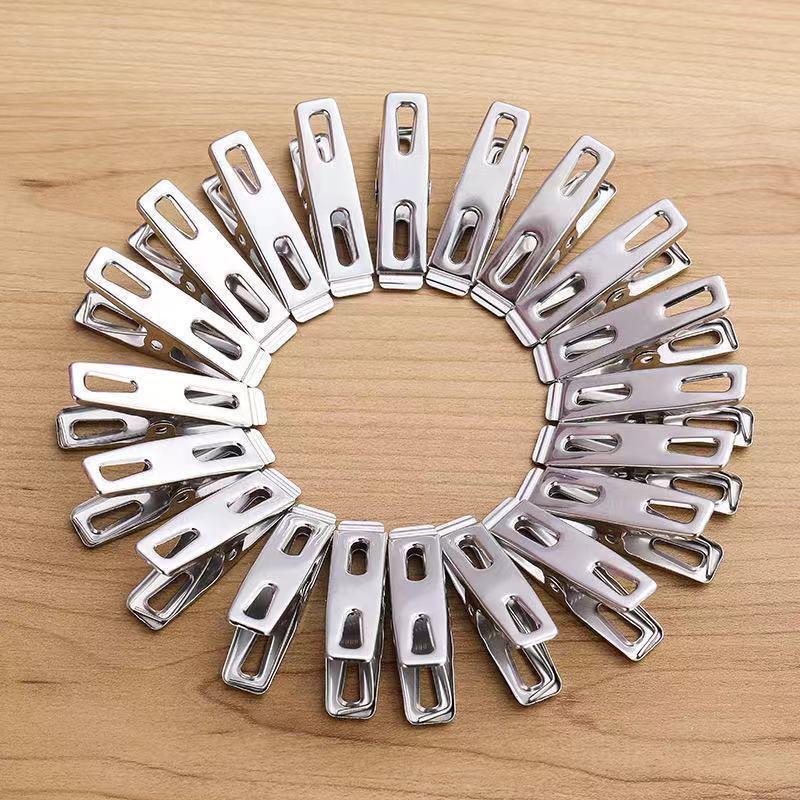 Stainless Steel Multifunctional 1 cm Flat Mouth Clothes Clip - Windproof and Ideal for Drying Socks