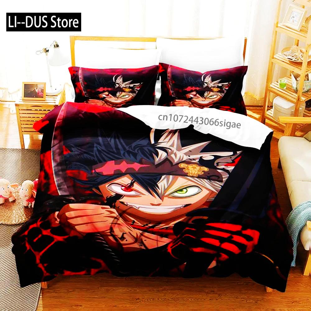 Black Clover Bedding Set Single Double Full Queen King Size Anime Duvet Cover Set For Adults Boys Quilt Cover Pillowcase