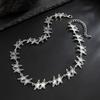 Salircon Colliers Punk Créatifs Étoile à Cinq Branches pour Hommes Argent Vintage Chaîne de Clavicule Réglable Bijoux Tendance Rue