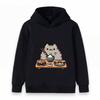 Kids Boys Girls Hooded Pullover Sweatshirt Cute Cartoon Cat Sushi Pattern Casual Soft Pullover Top for Daily Wear Gift for Sushi Lovers