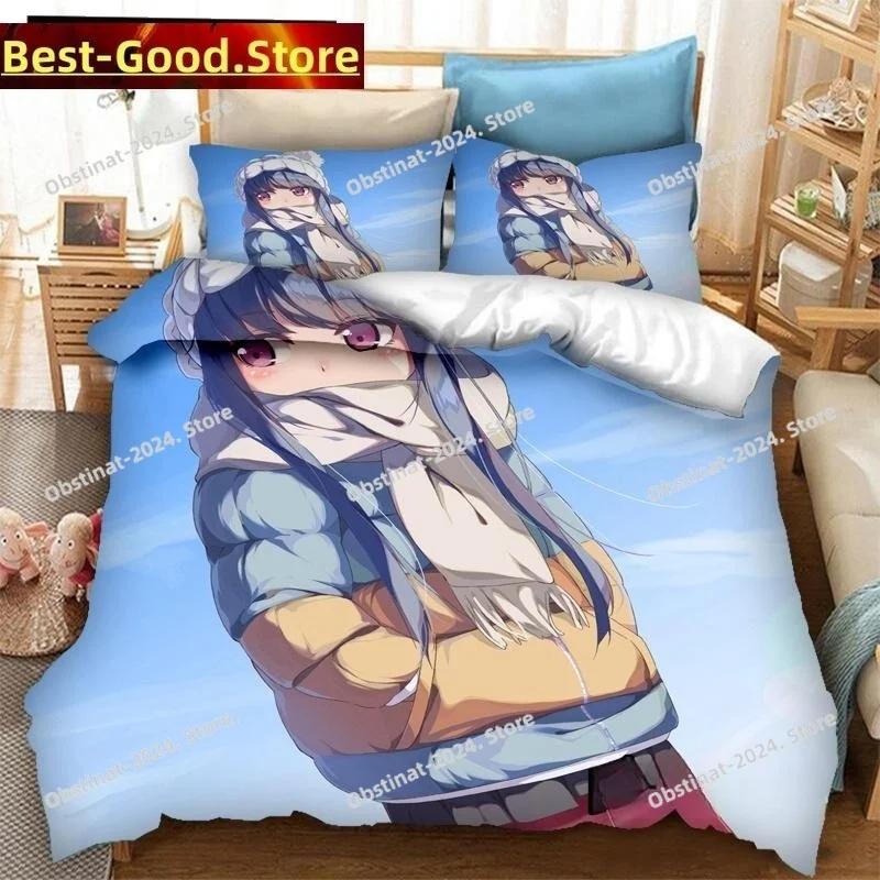 New 3D  Anime Yuru Camp Bedding Set Duvet Cover Full Queen King Size Pillowcase Printed Bed Set Aldult Kid Bedroom Single Twin