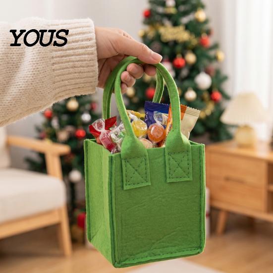 Holiday Gift Storage Pouch Christmas Felt Candy Bag, Santa Claus Snowman Patterns Treat Pouch, Large Capacity Reusable Holder Thickened
