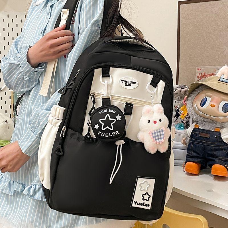 

Девочки-подростки Старшеклассницы Начальная школа Студент Универсальный Большая вместимость Красивый Рюкзак Молодой взрослый Легкий Милый Рюкзак Black + bib rabbit