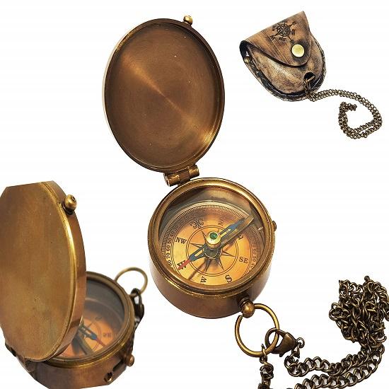 Mosiężny morski kompas kieszonkowy w skórzanym etui Camping Turystyka Kierunek Morskie Ukończenie dla Mężczyzn Jakość Akcesorium