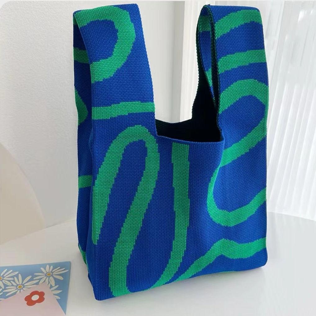 New girl knitted bag handbag shoulder bag tote bag fashion style trend personality leisure bag