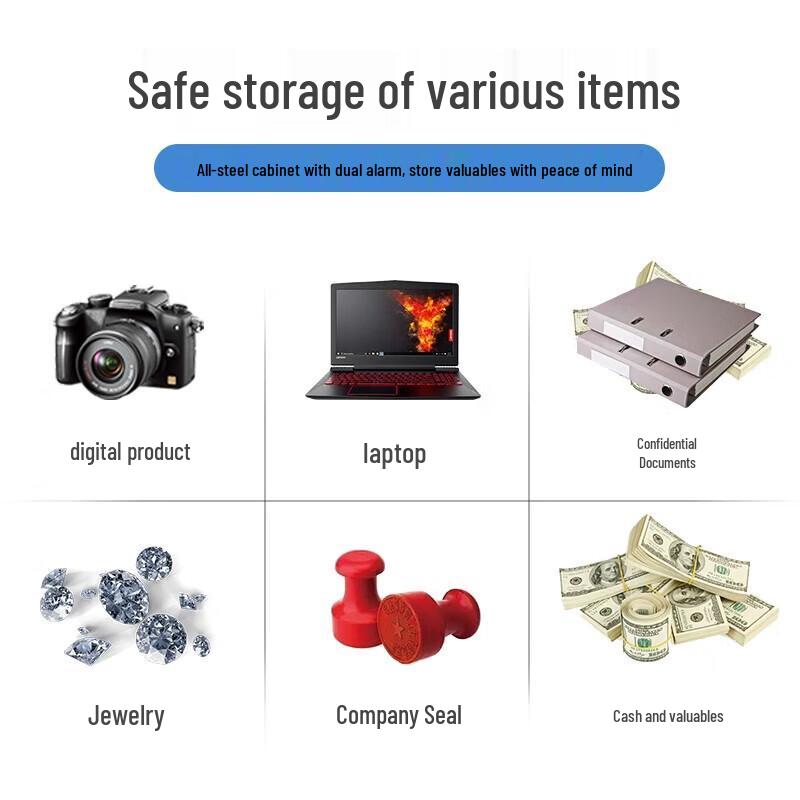 Steel Office Security Cabinet with Fingerprint Lock & Drawers