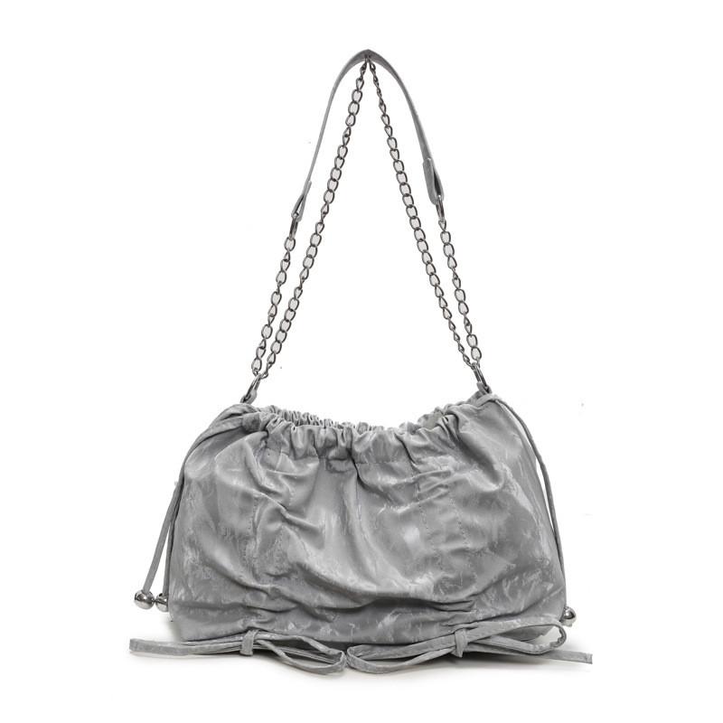 

Stylish Pu Large Capacity Tote Bag With Chic Pleated Design And Soft Structure For Daily Use срібний