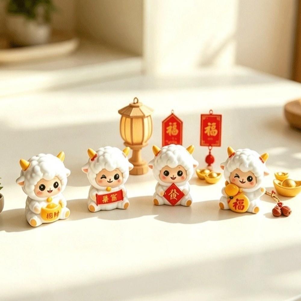 Cute Design Zodiac Figurines Lucky Theme Mascot Ornament Year of The Goat Ornament Spring Festival