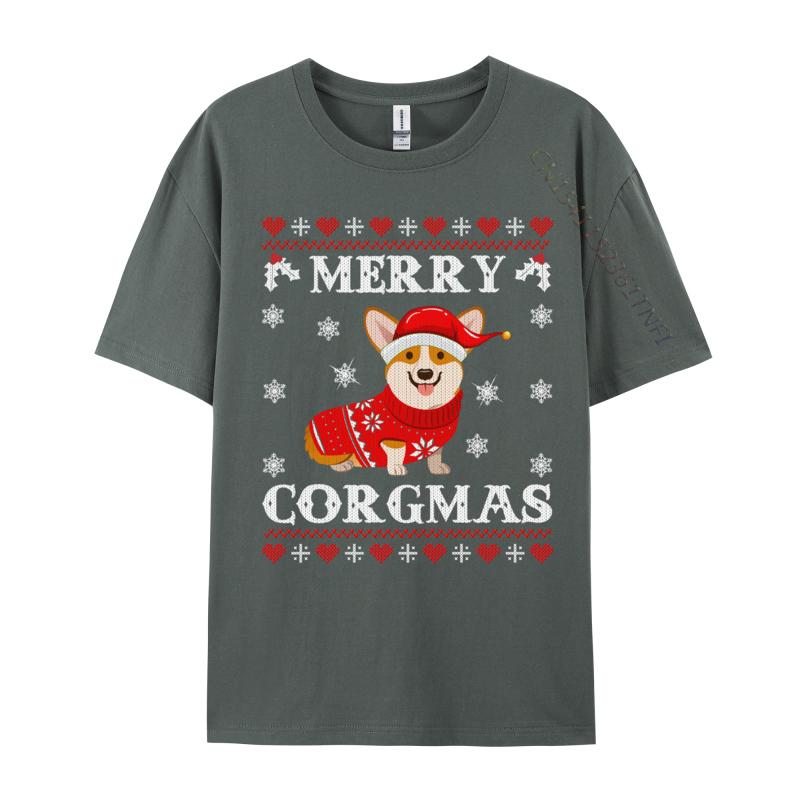 Corgi Dog Merry Corgmas Santa Corgi Ugly Christmas Sweater Cotton T-Shirt Leisure Tees Tops Clothes Camisas