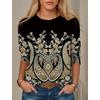 Dames Sweatshirt 3D Print Etnisch Bloemen Grafisch Dagelijkse Mode Casual Lange Mouw T-Shirts Ronde Hals Zwart Lente Herfst Tops