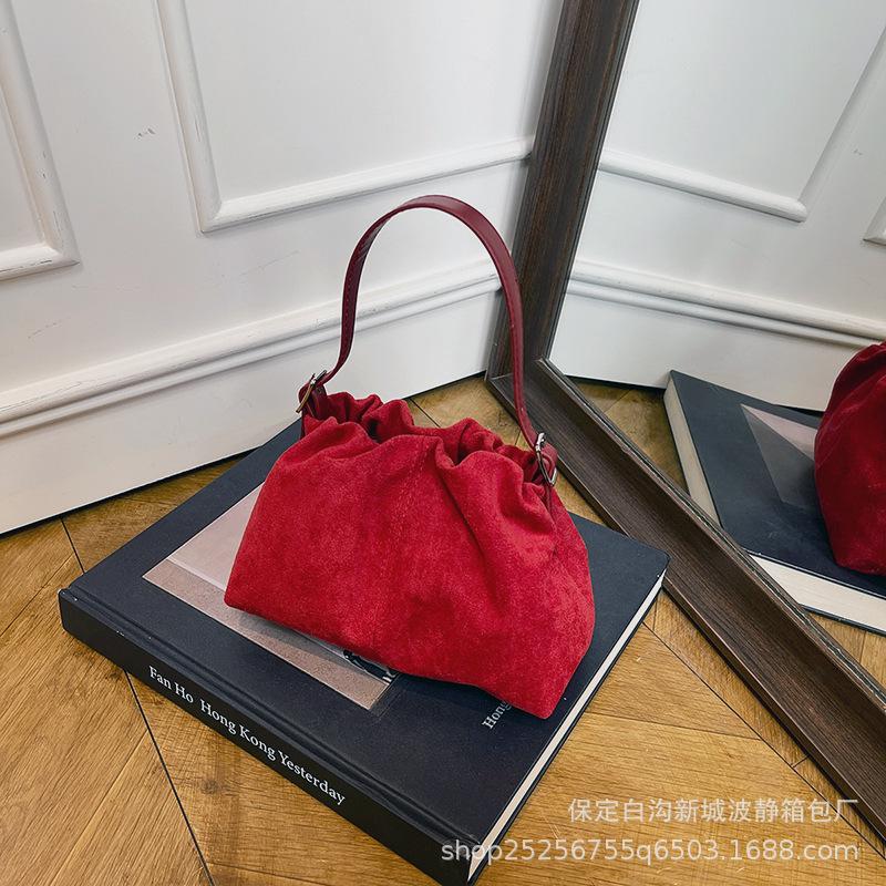 Good Quality Suede Underarm Cloud Bag Women's New Maillard Shoulder Crossbody Bucket Bag