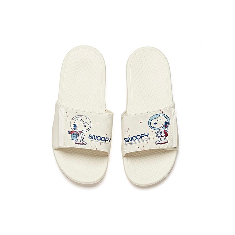 New SNOOPY X Anta Life Collection Quiet Slide Slippers Men's White Blue 912126993-3